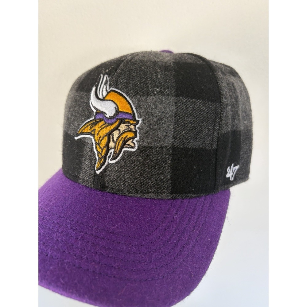 47 Brand Minnesota Vikings Wool Plaid Caseball Cap Hat NFL OSFA Adjustable‎